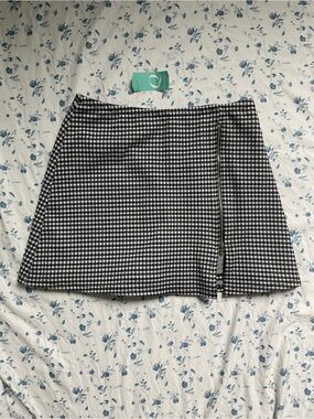 Mini gingham skort with zipper detail, Small